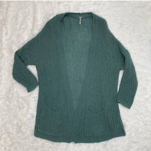 Free People Women’s Size S Small Wool Alpaca Blend Cardigan Sweater Knit Teal
